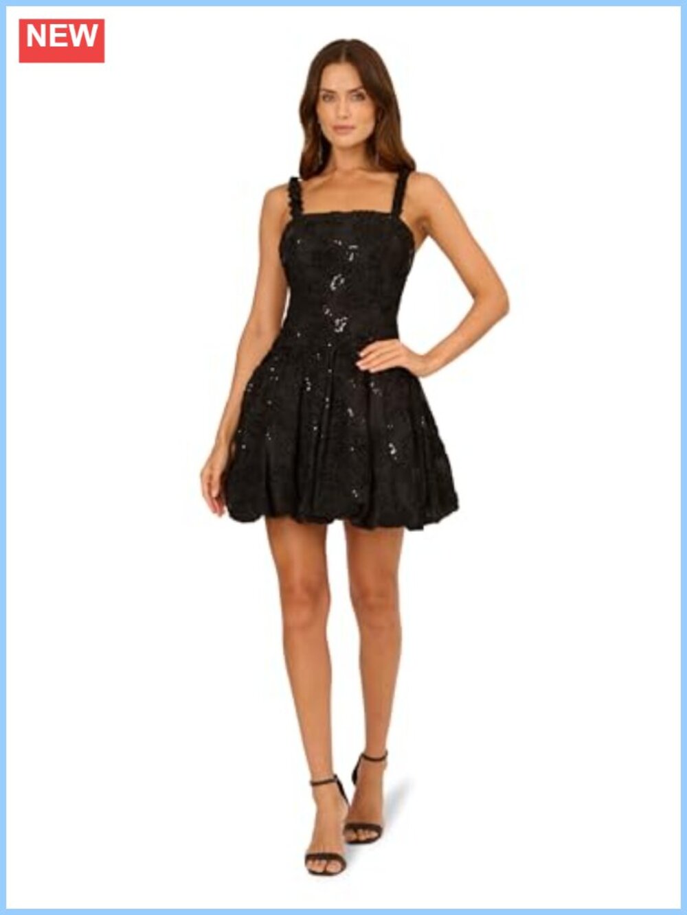 Soutache Embroidered Bubble Skirt Short Dress Spaghetti Strap